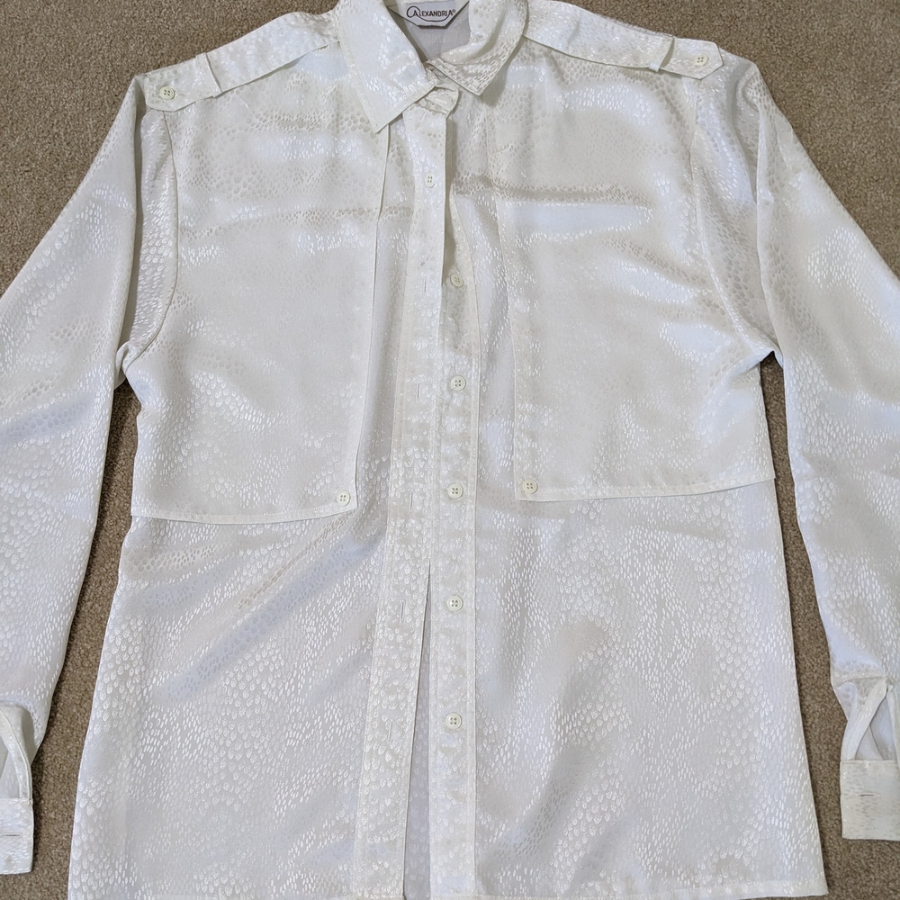 White Textured Button-Up Shirt